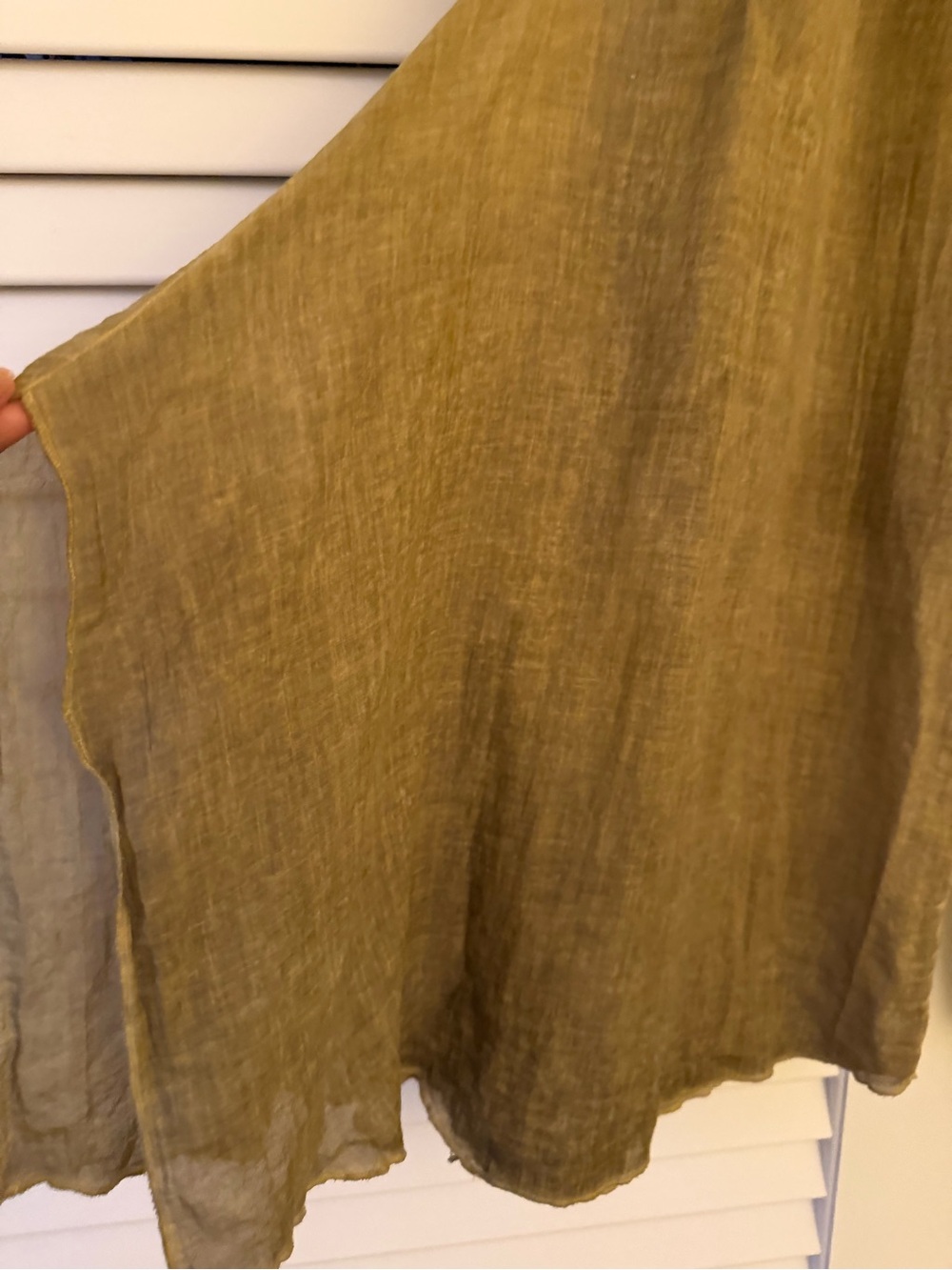 Boho Cotton/Gauzy Blend Olive Wide-Leg Pants - Picture 7 of 9
